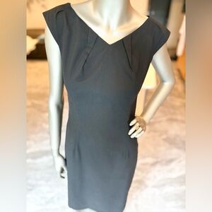 Ann Taylor Black Shift Dress Cap Sleeves V Neck